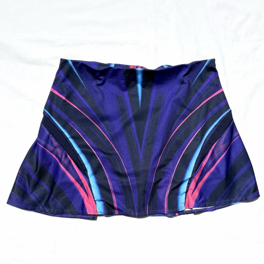 Lucky In Love Athletic Skirt Womens Medium Purple Pink Navy Print Tennis Skort